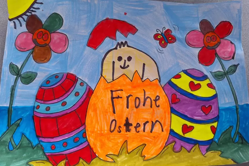 Jerome Würz, Rüssingen,8 Jahre, wünscht Frohe Ostern.